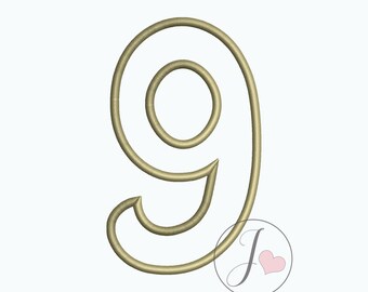 Number 9 Applique Design, Number Nine Applique Design, Numbers Unicorn Applique Design, Numbers Applique Designs, Machine Applique Designs