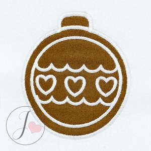 Christmas Cookie Ornament Applique Design, Machine Embroidery Christmas Cookie, Ornament Applique Pattern, Instant Download