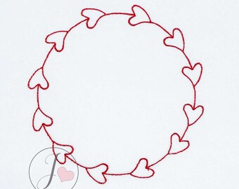 Heart Wreath Embroidery Design, Valentine Embroidery (Digital Download)