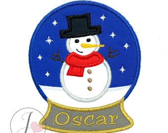 Schneekugel Schneemann Applikation Design (Digital Download)