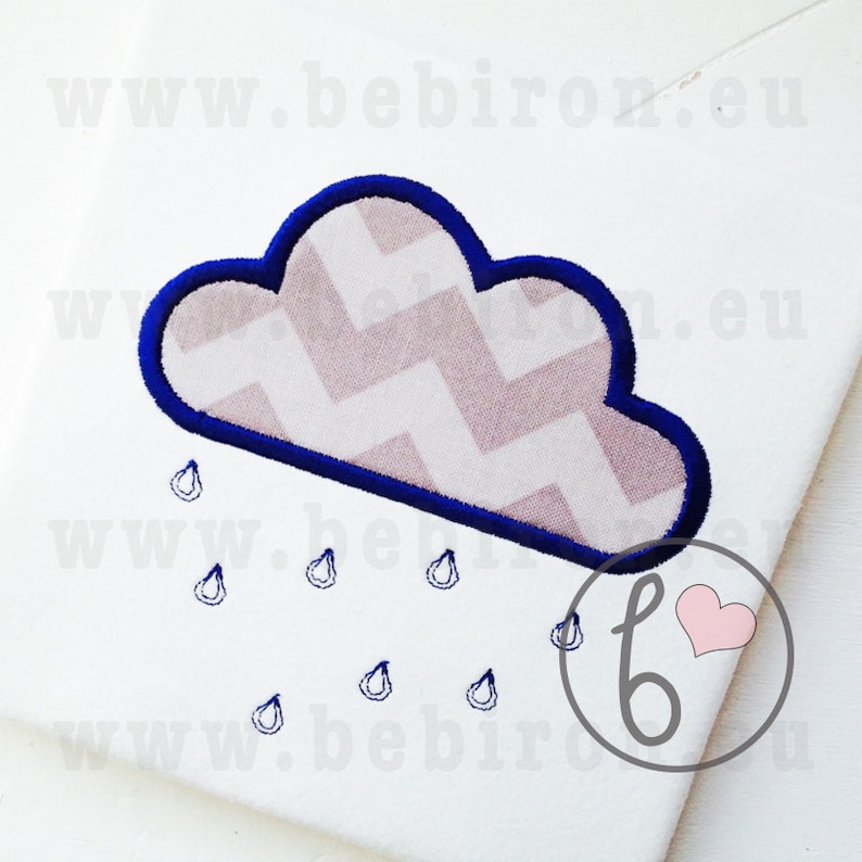 Rain Cloud Applique Design Machine Embroidery Pattern Etsy
