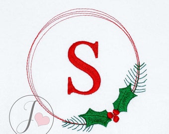 Christmas Holly Wreath Embroidery Design Pattern (Digital Download)