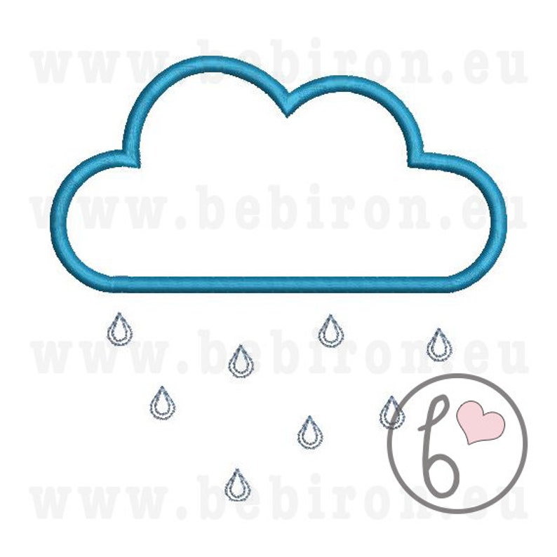 Rain Cloud Applique Design Machine Embroidery Pattern Etsy