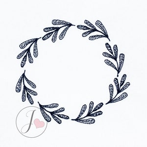 Wreath Hand stitch effect Embroidery Design, Wreath Embroidery Designs, Machine Embroidery Designs