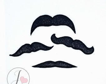 Moustache Set of 4 Applique Design, Moustaches Applique Designs