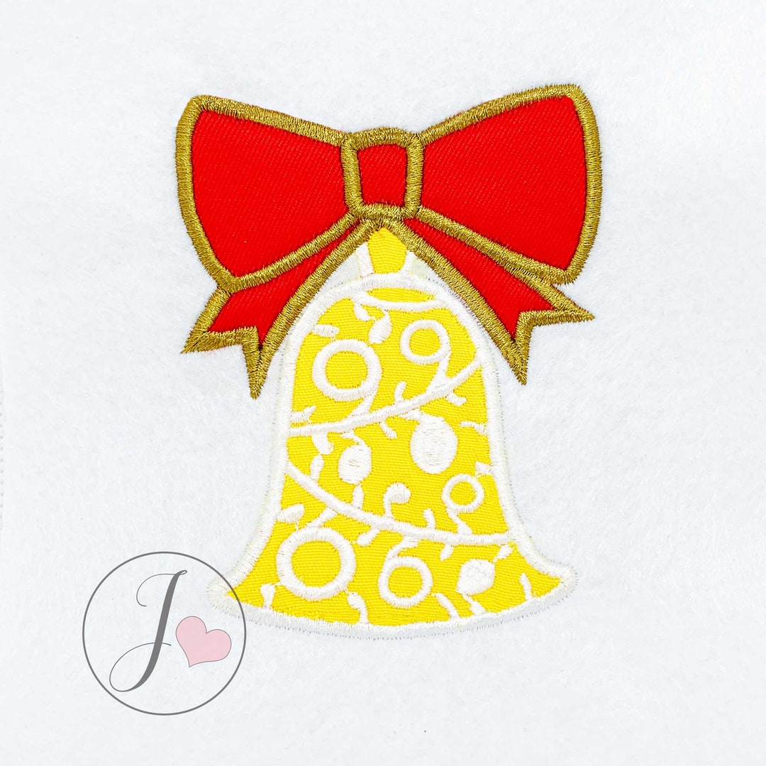 Christmas Bell Applique Design, Christmas Ornament Applique Design ...