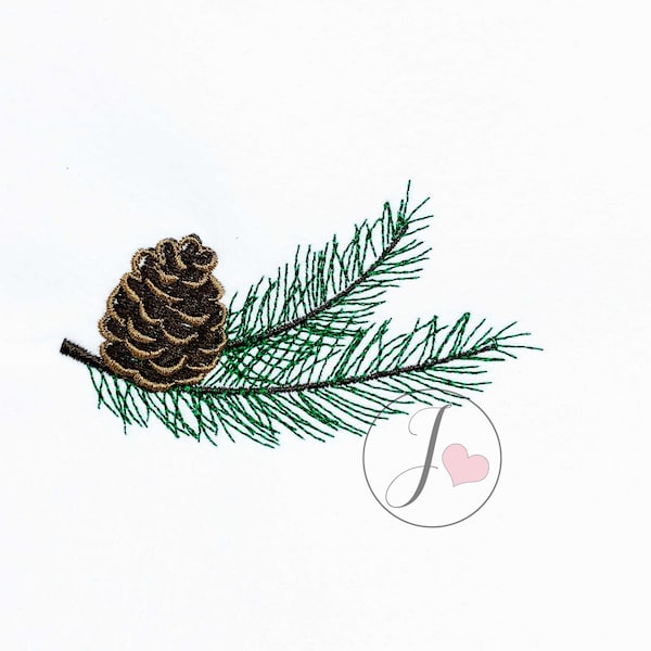 Pine Branch with Pine cone Embroidery Design, Pine cone Embroidery design, Machine Digital Embroidery Designs