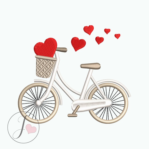 Love Bicycle Embroidery Design, Valentine's Embroidery Design, Machine Embroidery Designs