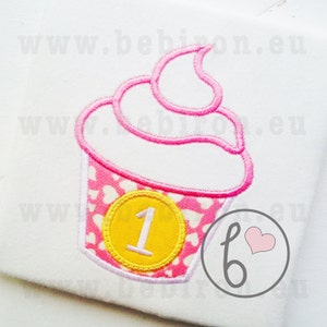 Cupcake Birthday Applique Design, Machine Embroidery Pattern, Instant Download