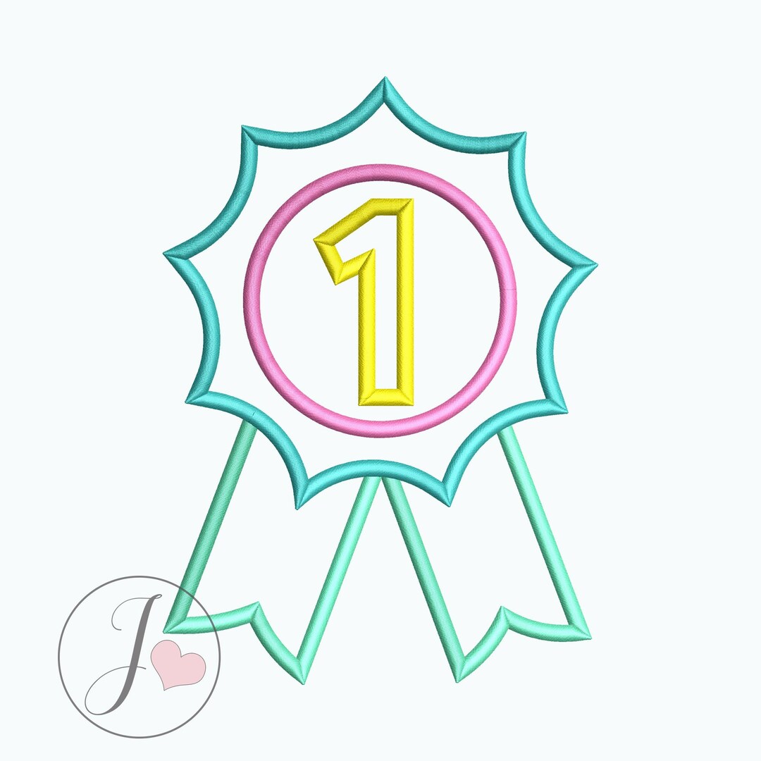 Award Ribbon 1st Place Applique Design, Award Ribbon Number 1 Applique ...
