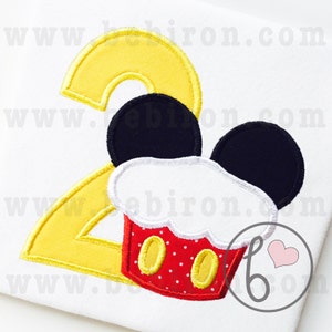 Maus Ohren Cupcake Applikation Design, zweiten Geburtstag, junge, Applikation Design, Maschine Stickerei Muster, Instant Download