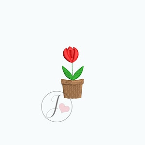 Design de bordado de flor de tulipa, design de bordado de flor, design de bordado de tulipa em um vaso, designs de bordado de máquina