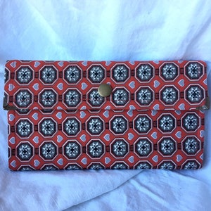Cartera de mujer de algodón impreso, billetera grande, billetera roja, bolso, embrague, bolso