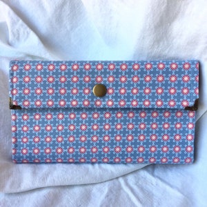 Cartera de algodón impreso de mujer, billetera grande, billetera azul y roja, bolso, embrague, bolso