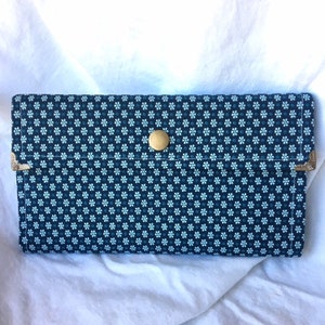 Cartera de mujer de algodón impreso, billetera grande, billetera azul y azul, bolso, embrague, bolso