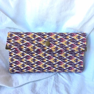 Cartera de algodón impreso de mujer, billetera grande, cartera de mostaza roja y amarilla, bolso, embrague, bolso