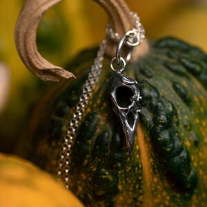 Sterling silver raven skull || Viking pagan charm || Gothic skull necklace || Jewelry gift for witchy girlfriend image 2