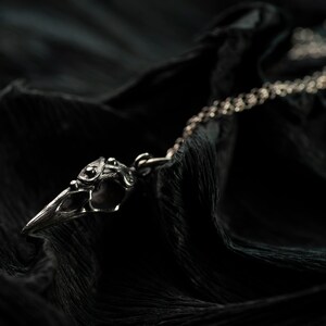 Sterling silver raven skull || Viking pagan charm || Gothic skull necklace || Jewelry gift for witchy girlfriend image 7