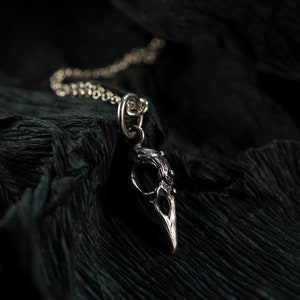 Sterling silver raven skull || Viking pagan charm || Gothic skull necklace || Jewelry gift for witchy girlfriend image 9
