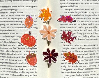 Mini Fall Holographic Sticker Set Autumn Leaves, Pumpkin, Acorn Stickers Small Cozy Stickers for Water Bottles, Journals & Kids