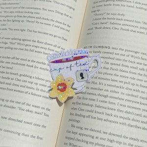 Regency Romance Teacup Sticker Set | Holographic, Waterproof, Birth Flower Stickers | Ton-Inspired Journal & Bookish Gifts