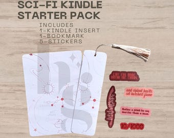 Paquete de inicio Kindle de ciencia ficción, inserto de Marte, pegatinas y juego de marcapáginas
