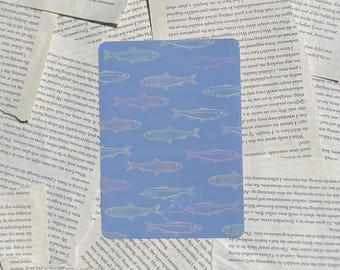 Here Fishy Fishy! Blue Fish Kindle Insert with Blue Background and Holographic Finish Reading Accessories Gift Paperwhite Basic Colorsoft