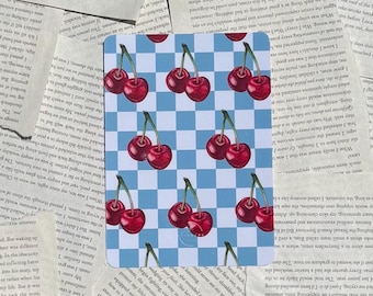 Cherry On Top! Cherry Kindle Insert with Blue and White Checkerboard Reading Accessories Gift Paperwhite Basic Colorsoft
