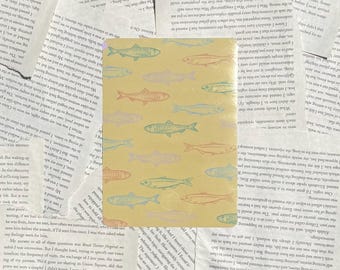 Here Fishy Fishy! Yellow Fish Kindle Insert with Blue Background and Holographic Finish Reading Accessories Gift Paperwhite Basic Colorsoft