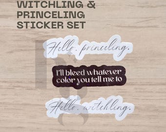Juego de pegatinas de Witchling y Princeling / Pegatinas holográficas y mate de fantasía romántica a prueba de agua