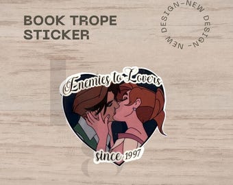 Book Trope Waterproof Sticker, gift heart