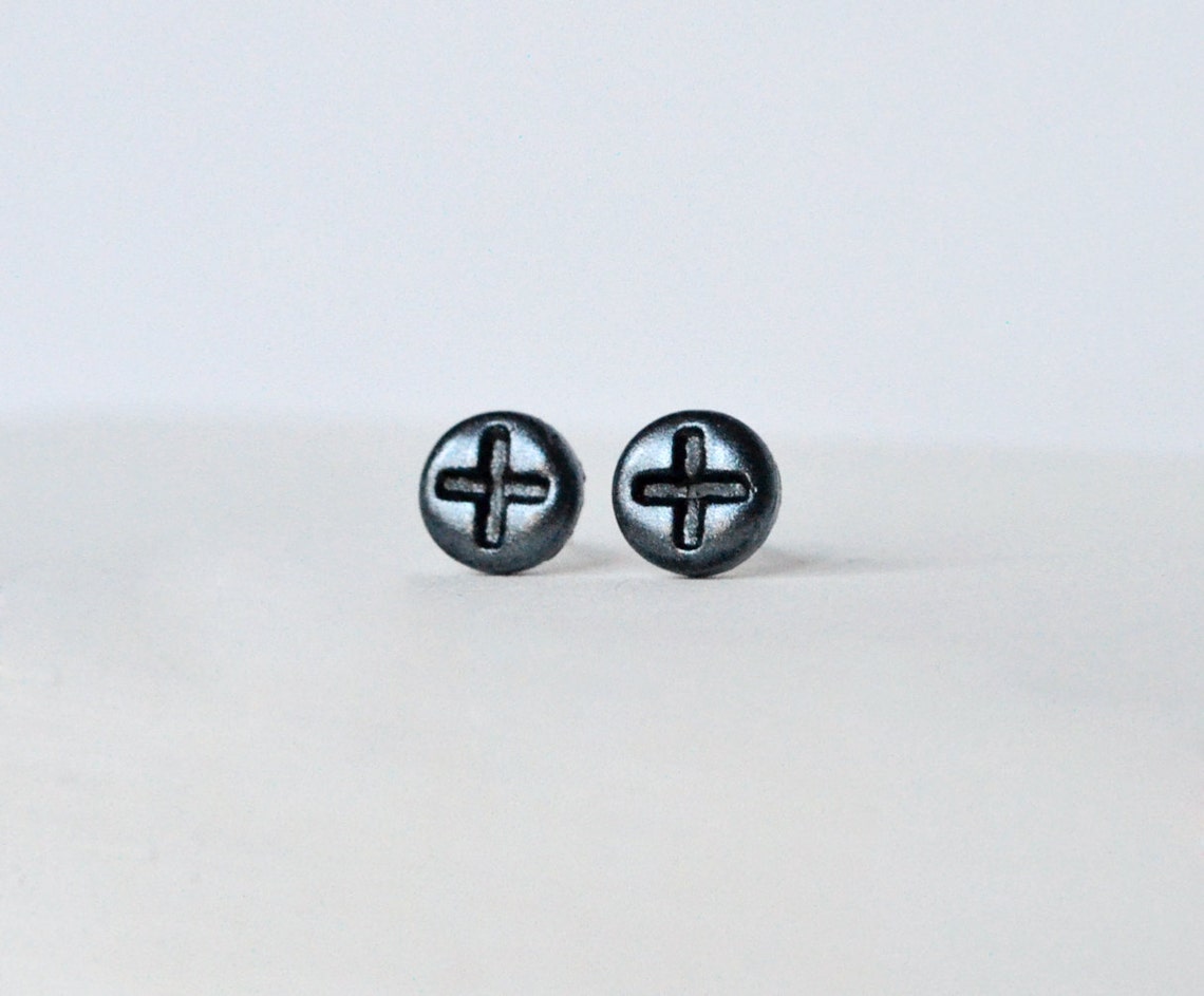 Mens Earrings Silver Screw Earrings Earrings for Men Steampunk Etsy