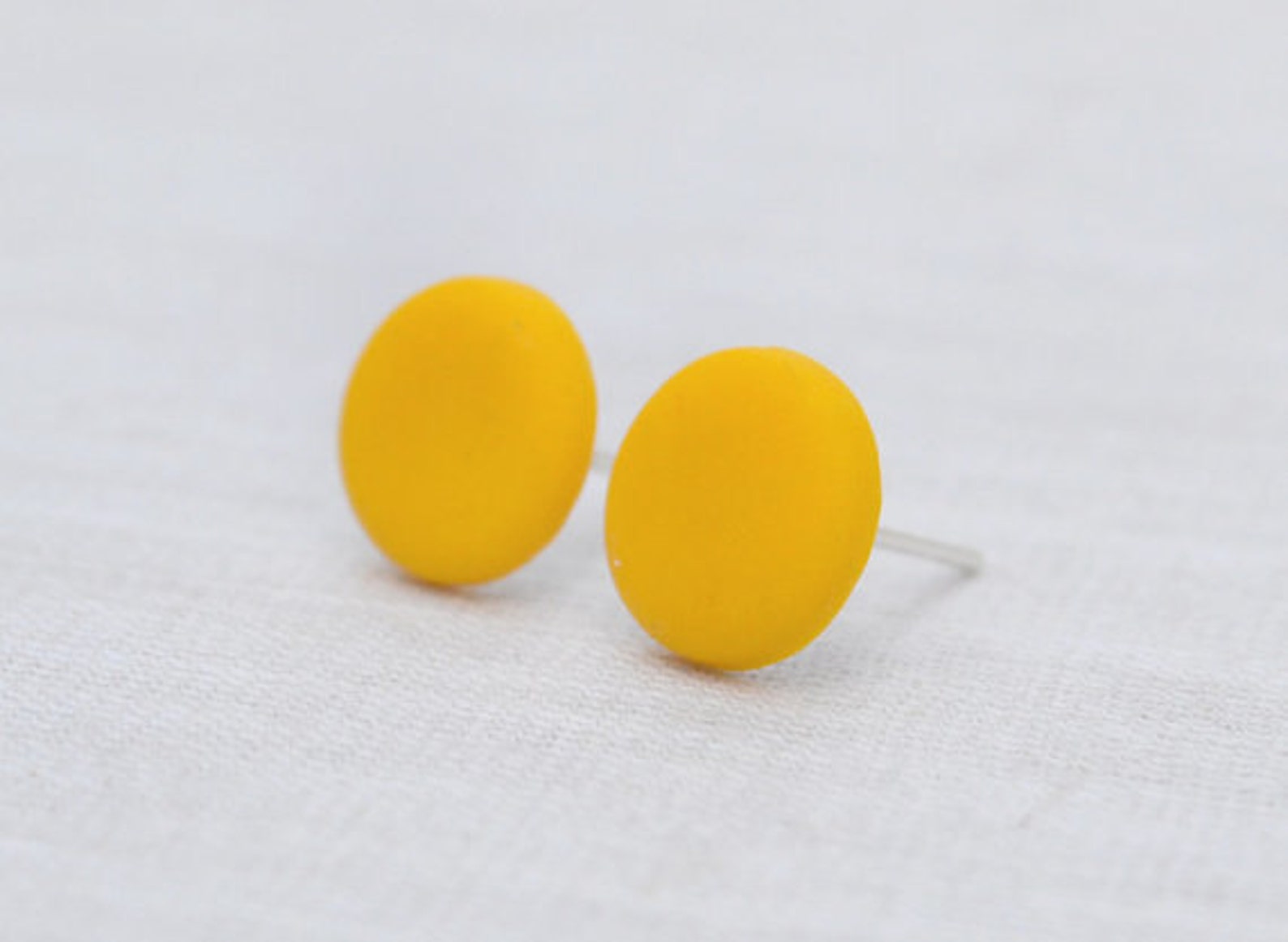 Stud Earrings Yellow Studs Yellow Earrings Round Yellow Etsy