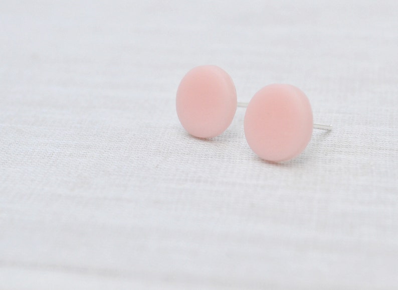 Soft Pink Stud Earrings Blush Studs Blush Earrings Round Etsy