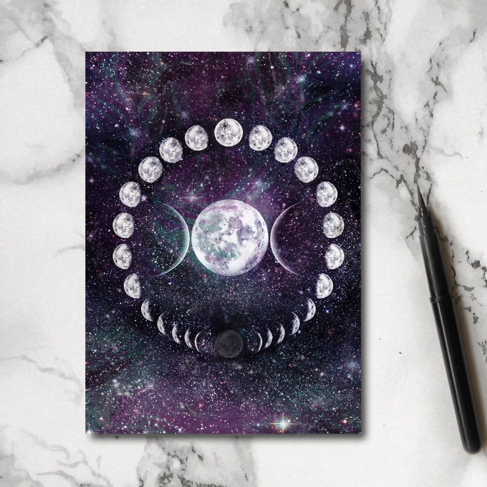 Galaxy Notebook Moon Notebook Moon Notepad Galaxy Etsy