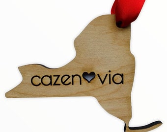 Cazenovia NY Wood Ornament w/ Heart Cutout