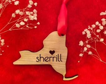 Sherrill NY Wood Ornament w/ Heart Cutout