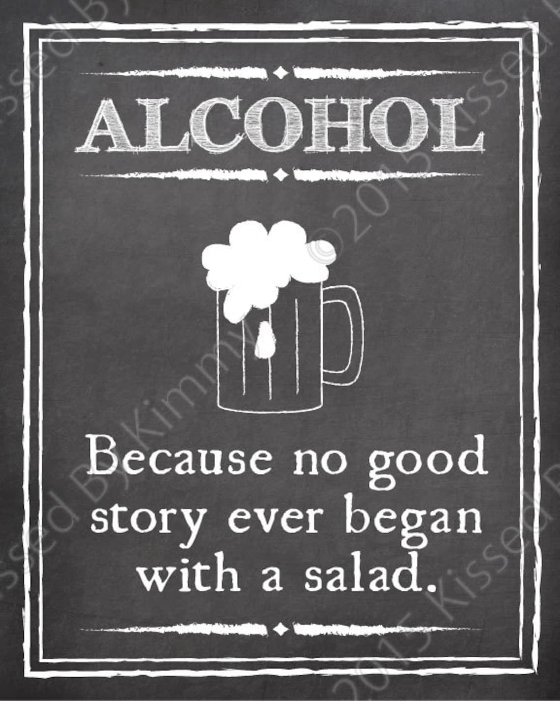 Chalkboard Sign Alcohol Wedding Bar Beer Sign Printable Etsy