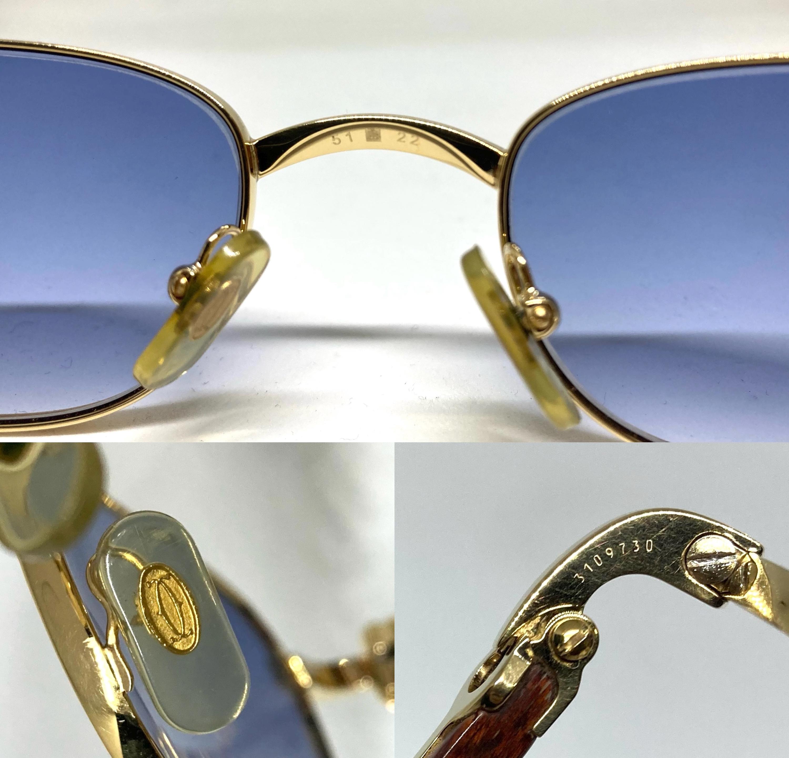 Cartier Vintage Marble Motif Half Frim Two Point Logo Eyewear Sunglasses Gold Vintage Cartier Bagatelle Gold 55-18-135b Sunglasses - Etsy main image 3