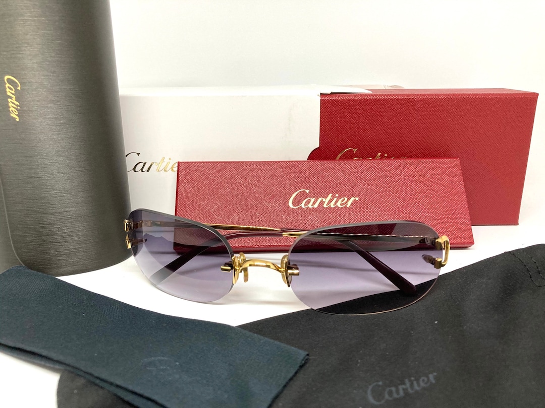 ◆VINTAGE◆【Cartier】C ドゥ*ロゴ NEW VINTAGE CARTIER WOOD CLASSIC C DECOR GOLD PLATED RIMLESS