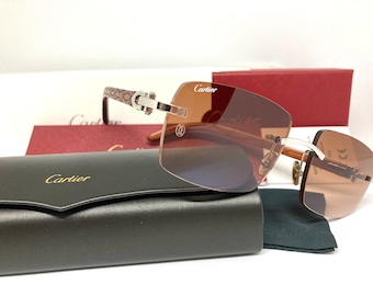 Vintage Cartier Platinum 2C Bubinga Wood 2000s Limited Sunglasses