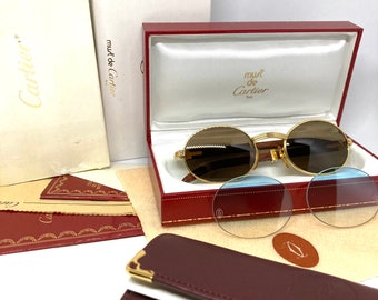 Vintage Cartier Giverny Gold 53-22-135b Sunglasses