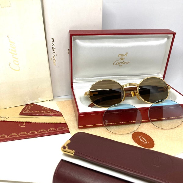 Vintage Cartier Giverny Gold 53-22-135b Sunglasses