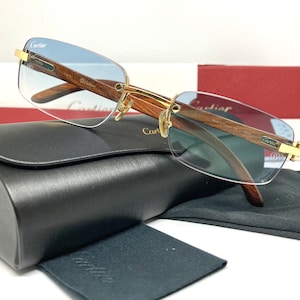 Cartier Gold Bubinga Wood 2000s Sunglasses Full Set