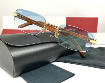 Cartier Gold Bubinga Wood 2000s Sunglasses Full Set