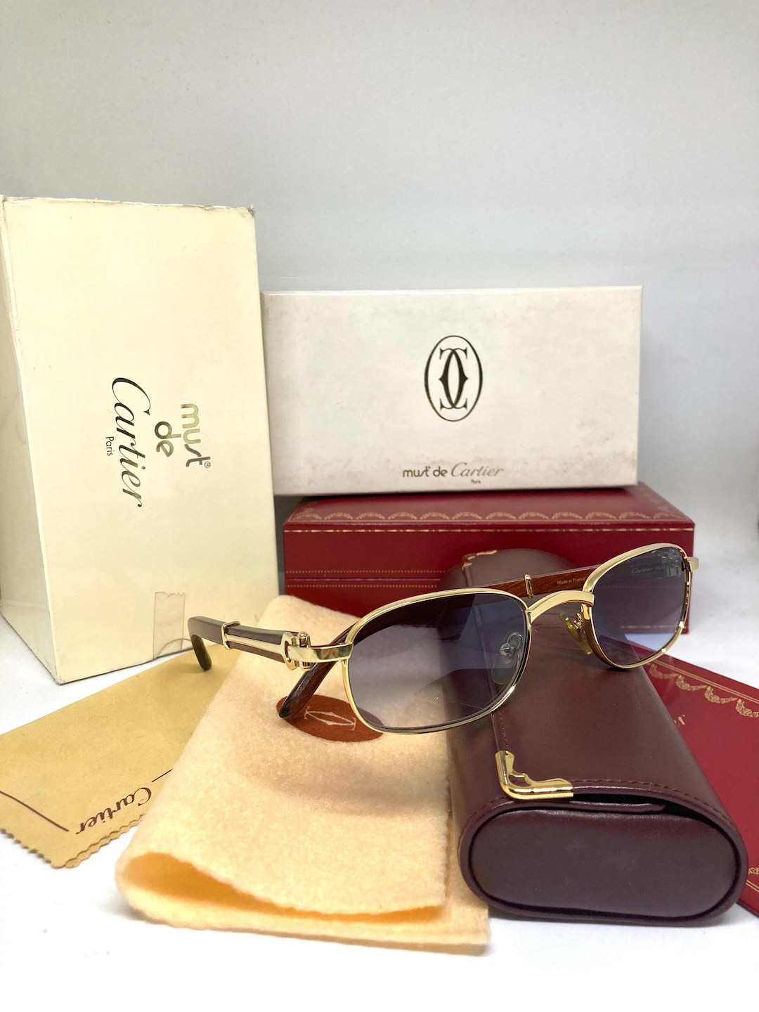 Vintage Cartier Camarat Gold Bubinga Wood Sunglasses - Etsy