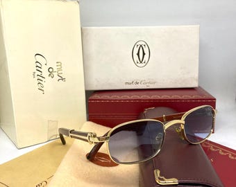 Vintage Cartier Camarat Gold Bubinga Wood Sunglasses