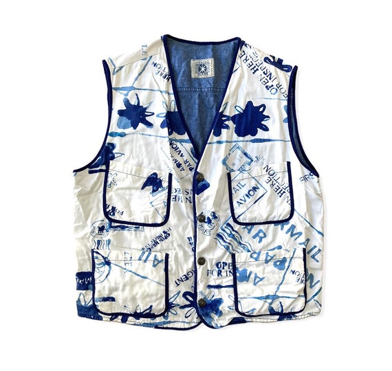 Vintage ICEBERG Jeans “ Airmail theme “ Vest