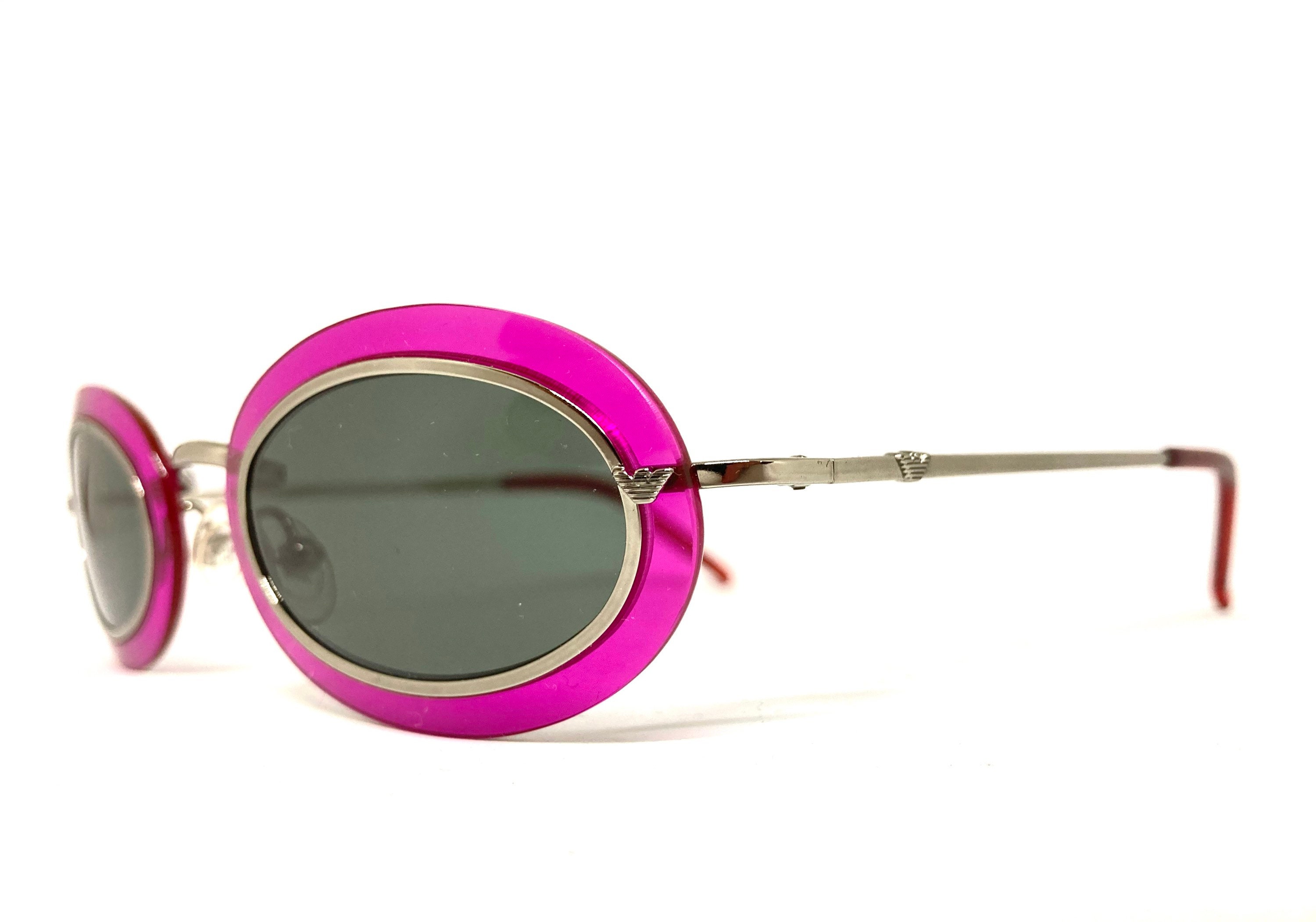 Vintage Emporio Armani EA 9091/S Sunglasses Emporio Armani Sunglasses 1997 Vintage Silver Round Blue  main image 2