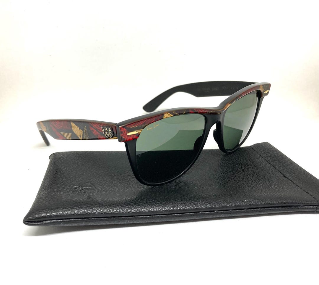 【美品】80s B&L RAY-BAN USA WAYFARER Ⅱ エボニィ Vintage Sunglasses RAY BAN Wayfarer 5022 Olympic Series by